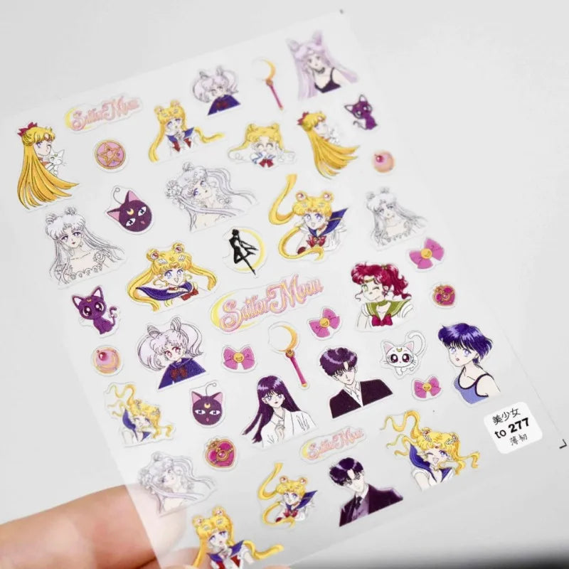 New Sailor Moon Luna Mizuno Ami Tsukino Usagi Sweet Cute Waterproof Nail Art Patch Creative Simple Cartoon Nail Decoration Gift