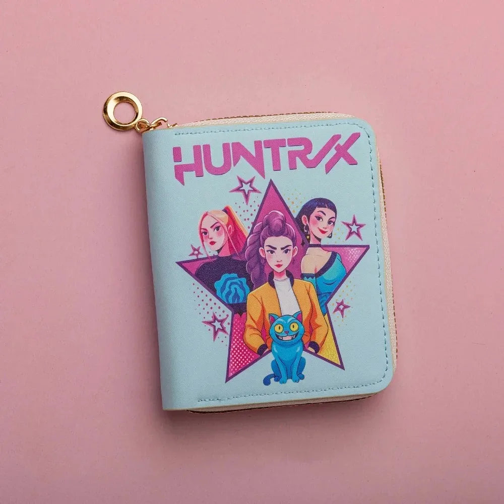 kpop Demon Hunters PU Short Women's Cartoon Wallet k-pop Coin Pack Card Pack Portable k pop HUNTRX Rumi Mira Zoey Fan Wallet ﻿