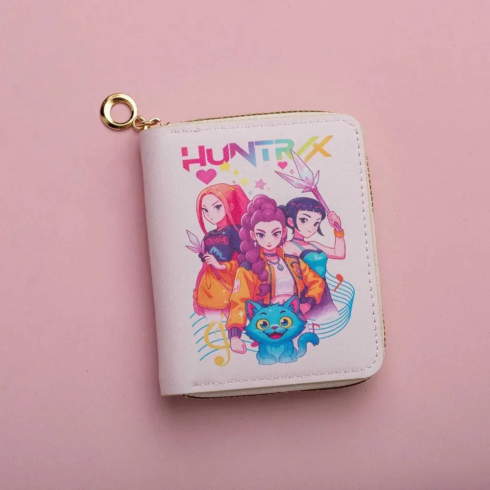 kpop Demon Hunters PU Short Women's Cartoon Wallet k-pop Coin Pack Card Pack Portable k pop HUNTRX Rumi Mira Zoey Fan Wallet ﻿