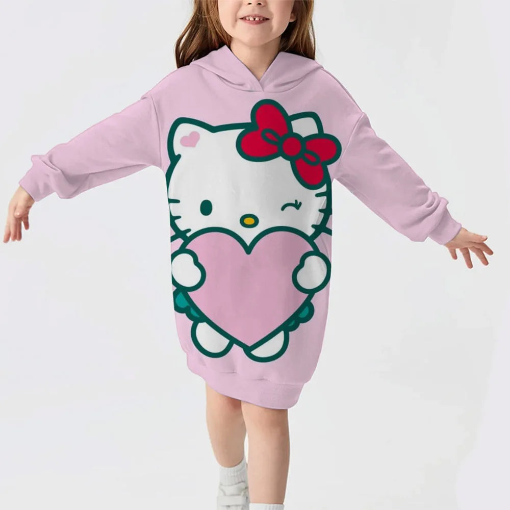 Hello Kitty Girl Comfortable Hoodie Dress