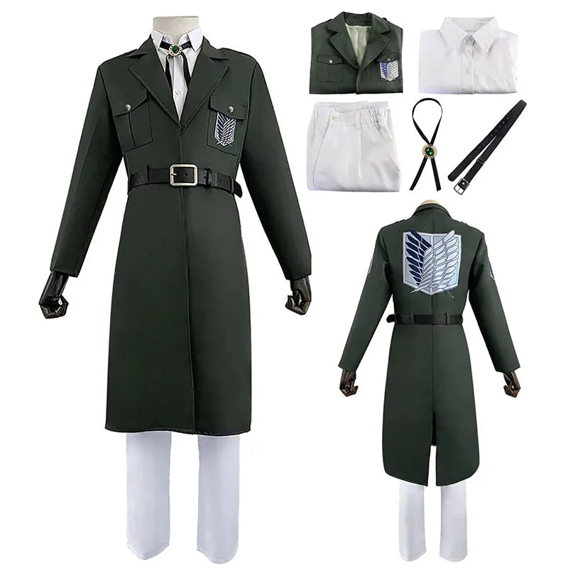 Attack On Titan Anime Cosplay Costume Shingeki No Kyojin Coat Soldier Jacket Survey Corps Outfit for Halloween Theme Party Adult