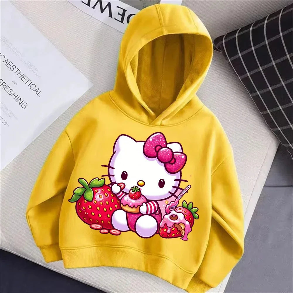 Hello Kitty Print Cute Children Hooded Sweatshirt Boy Girl
