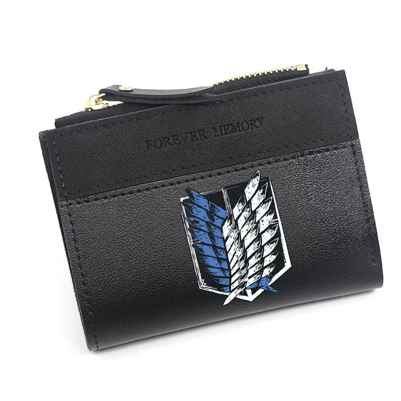 Attack on Titan Eren Jaeger PU Wallets for Man Women Fashion Short Wallet Anime Levi Ackerman Coin Purse ID Card Holders Bags