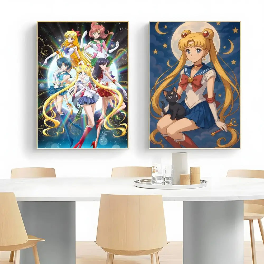 Cute S-Sailor M-Moon Poster Wall Art Print Poster Decorative Mural Home Decor Gift Unframed