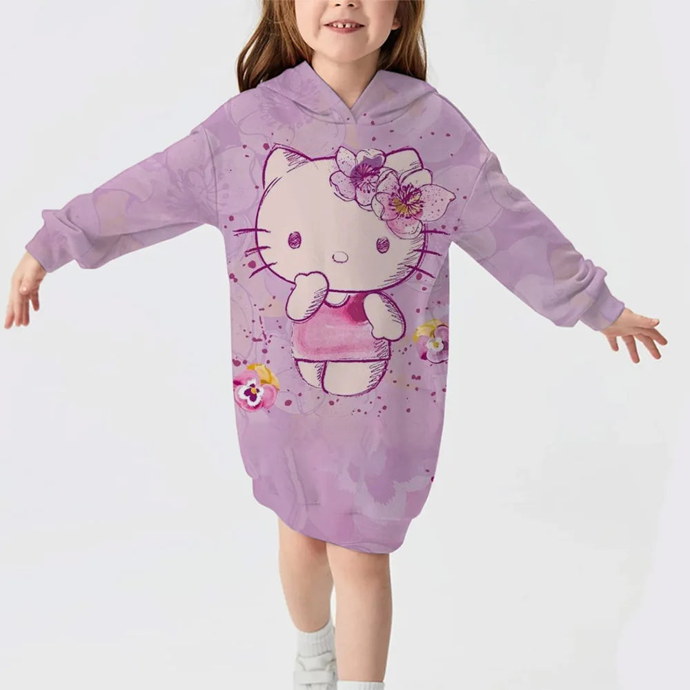 Hello Kitty Girl Comfortable Hoodie Dress